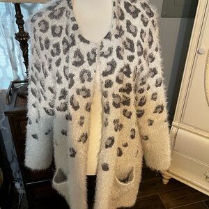 Dressy, shimmery plus cardigan